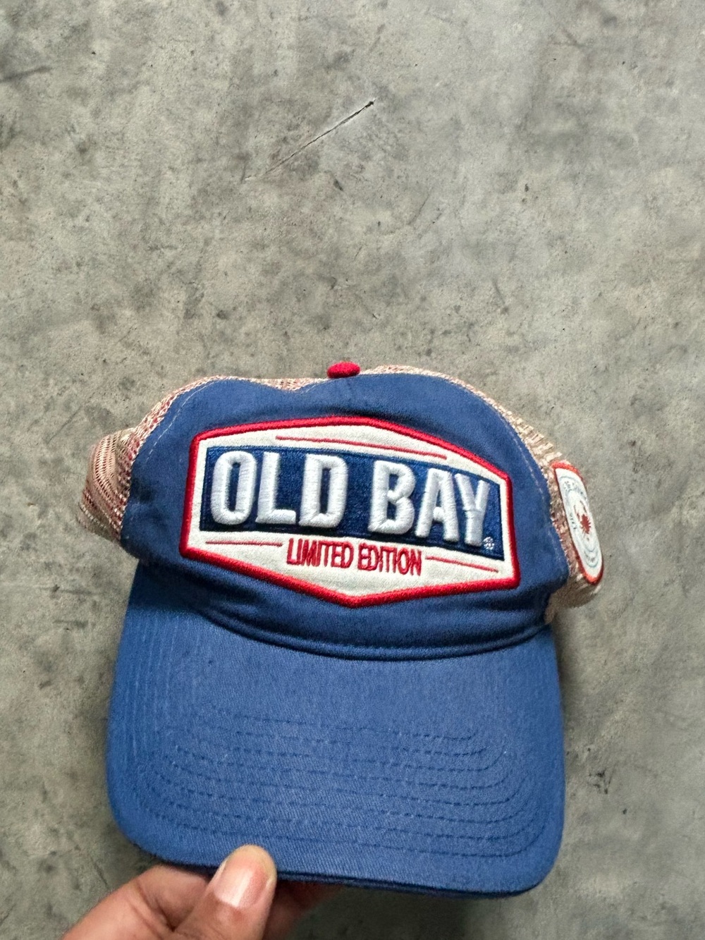 Mitchell & Ness Red‎ and Blue Mesh Trucker Hat with White Trim
